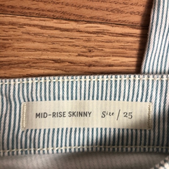 Anthropologie Pilcro Blue Striped Mid Rise Skinny - Picture 5 of 7